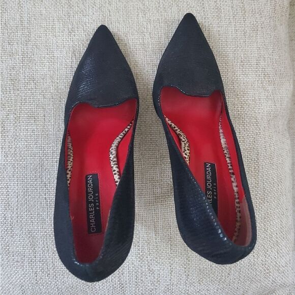 Charles Jourdan Paris Shoes Heels Black Suede Sz 8.5 - Picture 10 of 14